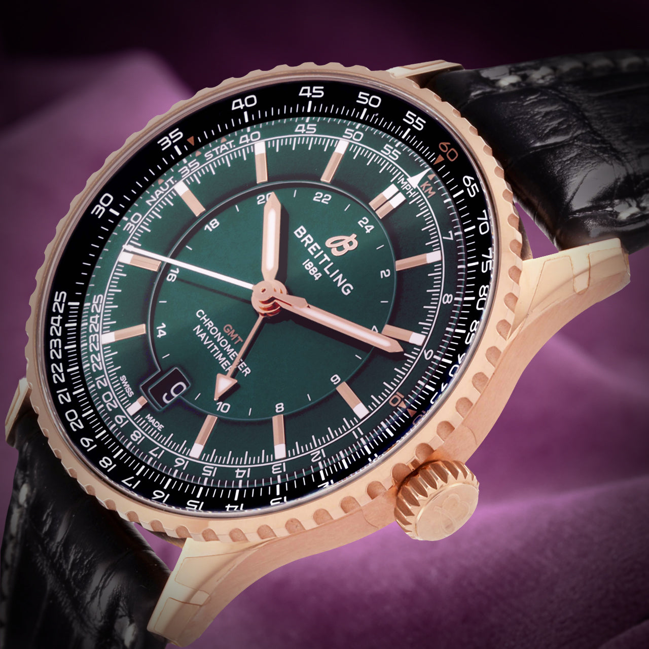 Breitling Navitimer Automatic GMT 41 R32310251L1P1 18k Red Gold Green Dial