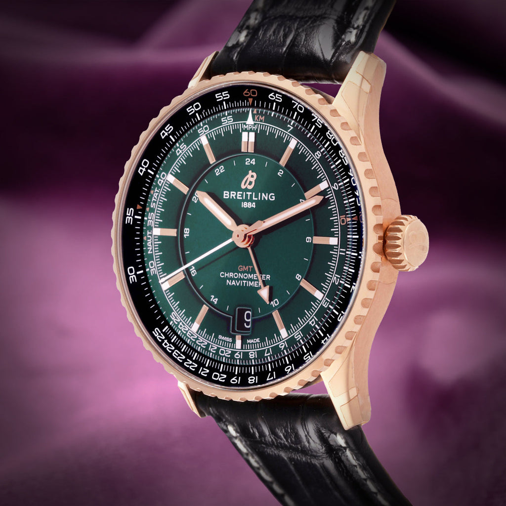 Breitling Navitimer Automatic GMT 41 R32310251L1P1 18k Red Gold Green Dial