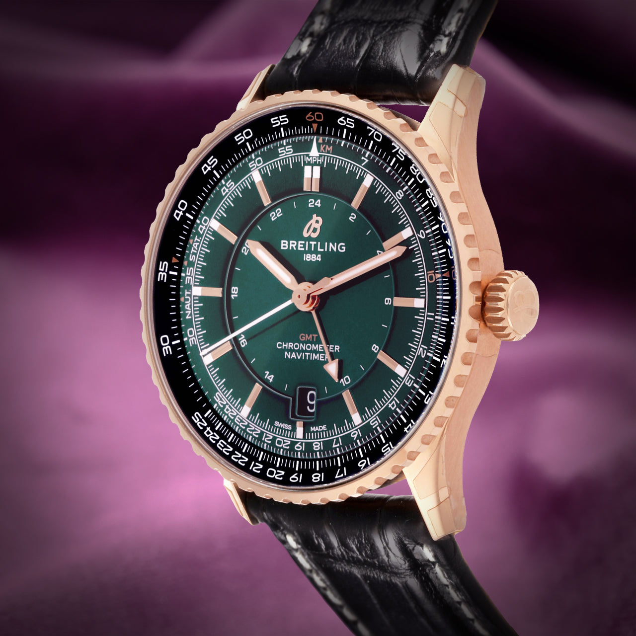 Breitling Navitimer Automatic GMT 41 R32310251L1P1 18k Red Gold Green Dial