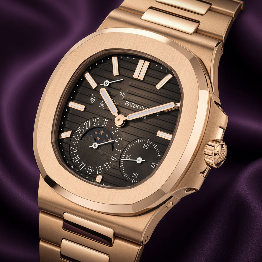 Patek Philippe Nautilus Moon Phases 18k Rose Gold Brown Dial 5712/1R-001