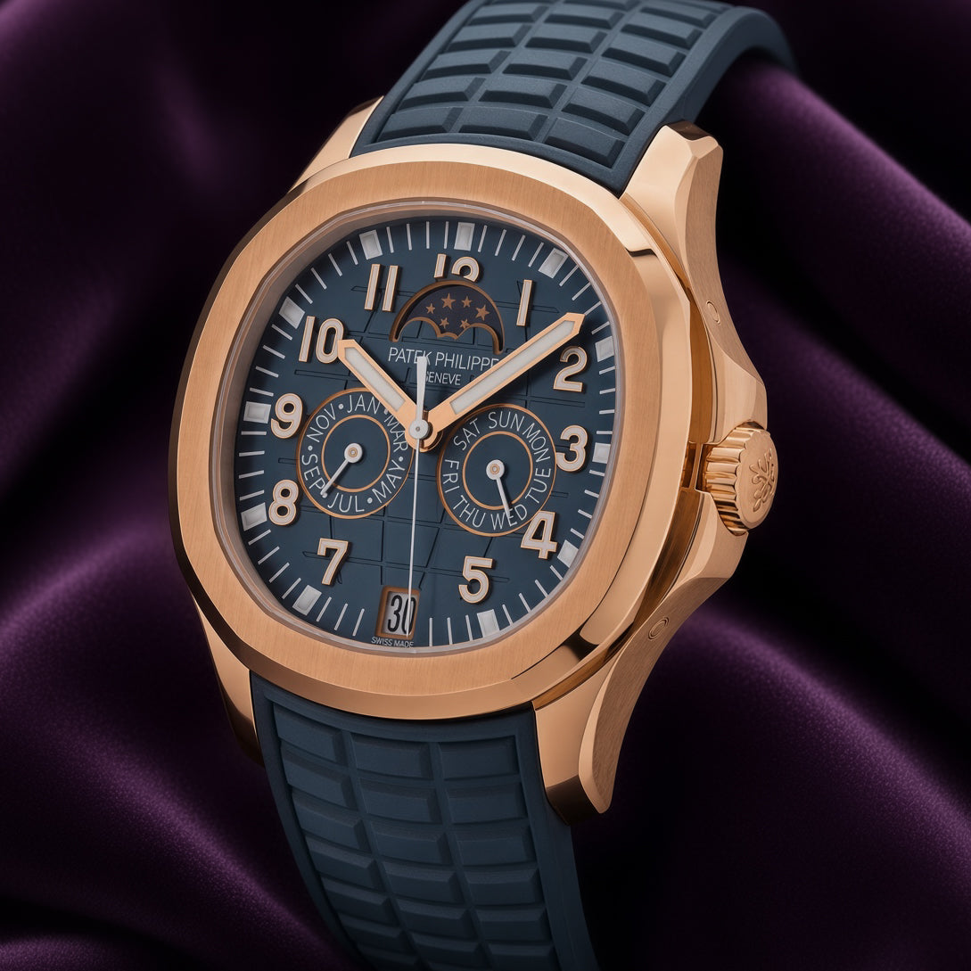 Patek Philippe Aquanaut Annual Calendar Moon Phases Rose Gold BlueGrey 5261R-001