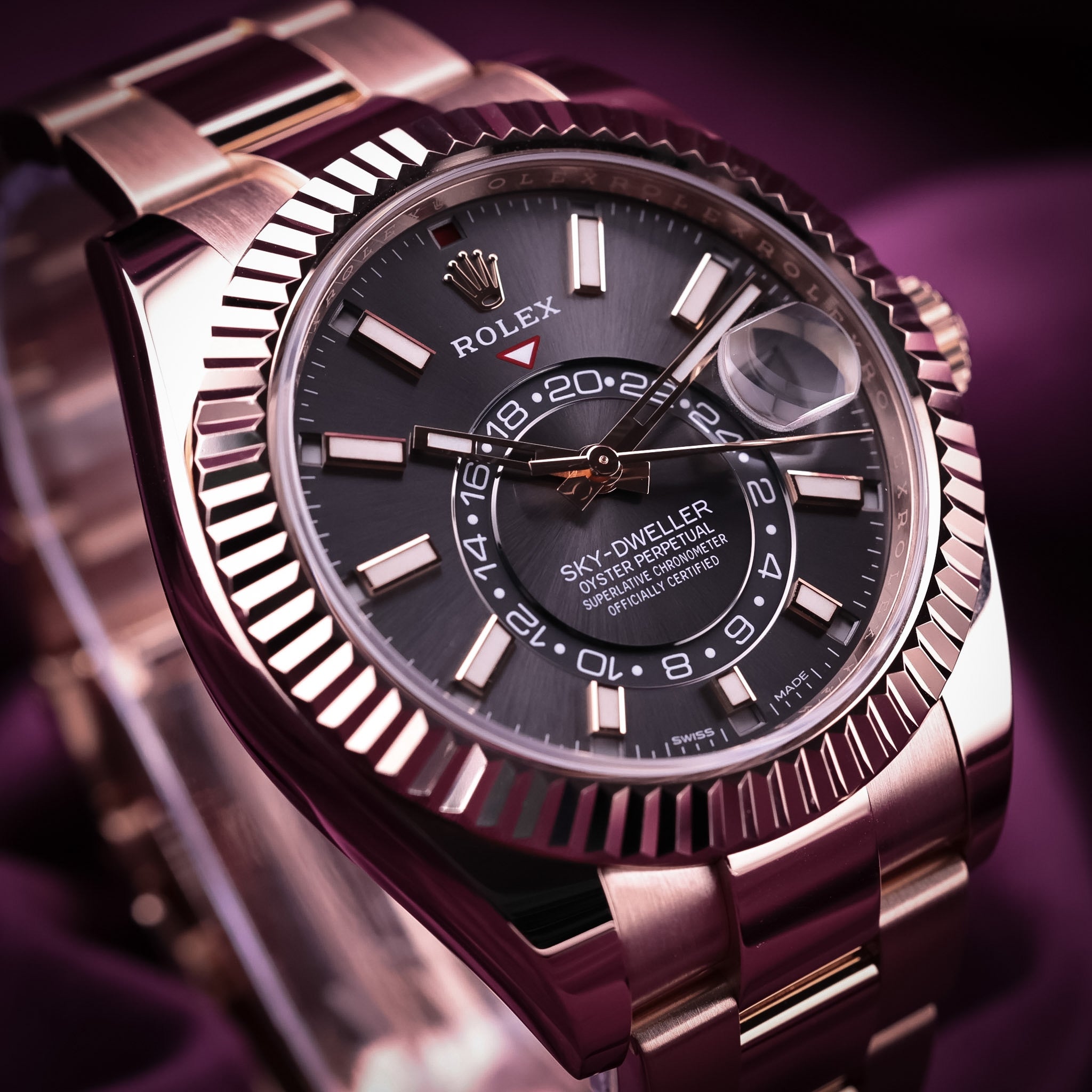 Rolex Sky-Dweller 42mm 18k Everose Gold 326935 Rhodium Dial
