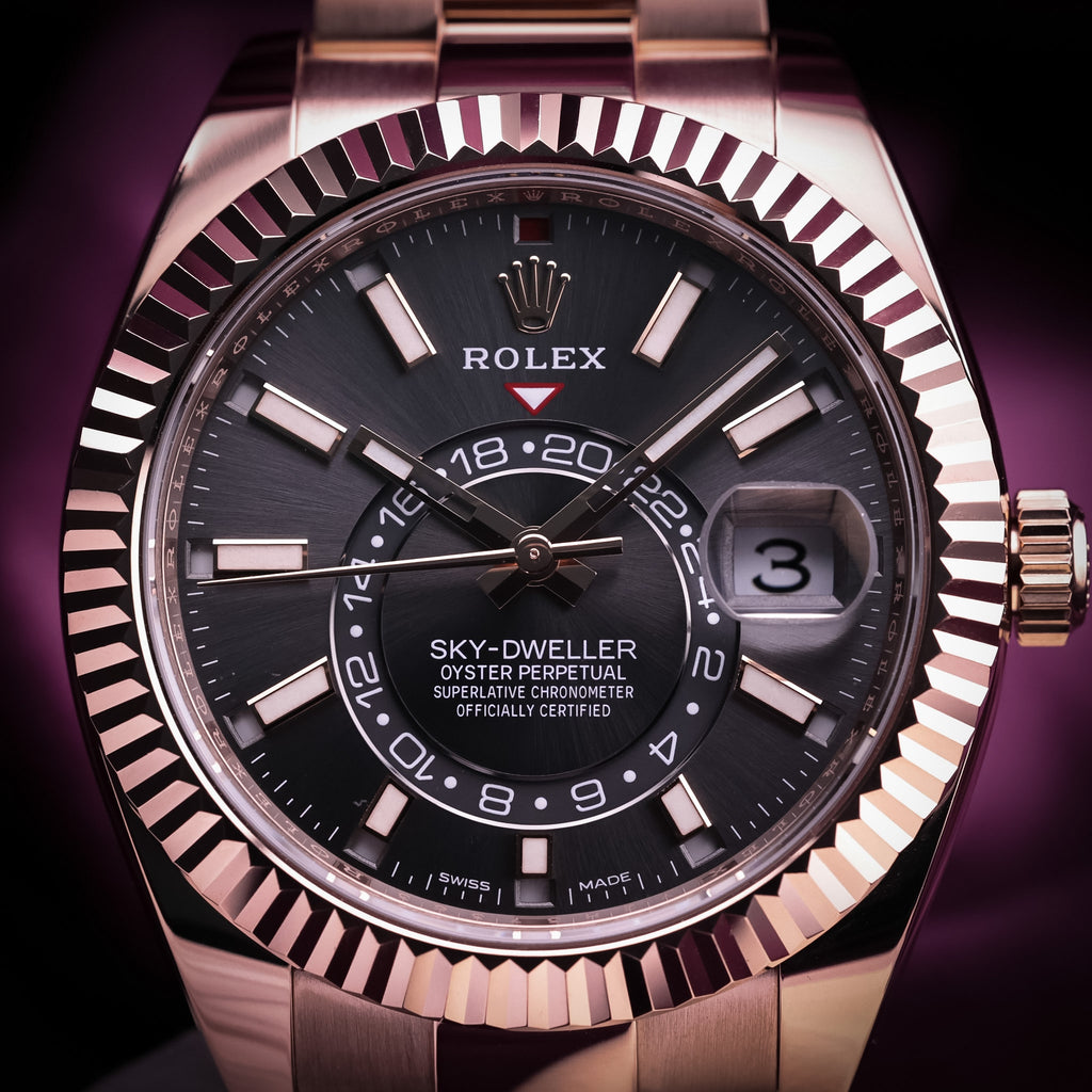 Rolex Sky-Dweller 42mm 18k Everose Gold 326935 Rhodium Dial