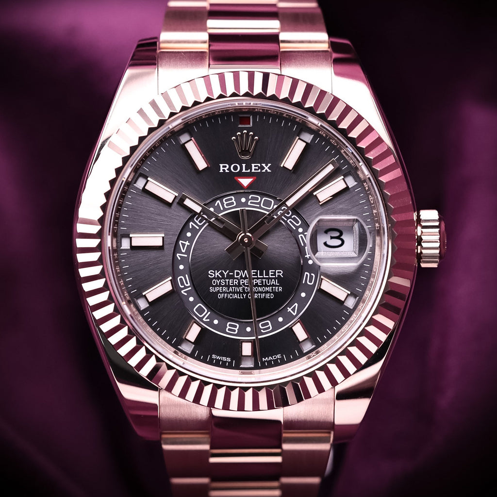 Rolex Sky-Dweller 42mm 18k Everose Gold 326935 Rhodium Dial