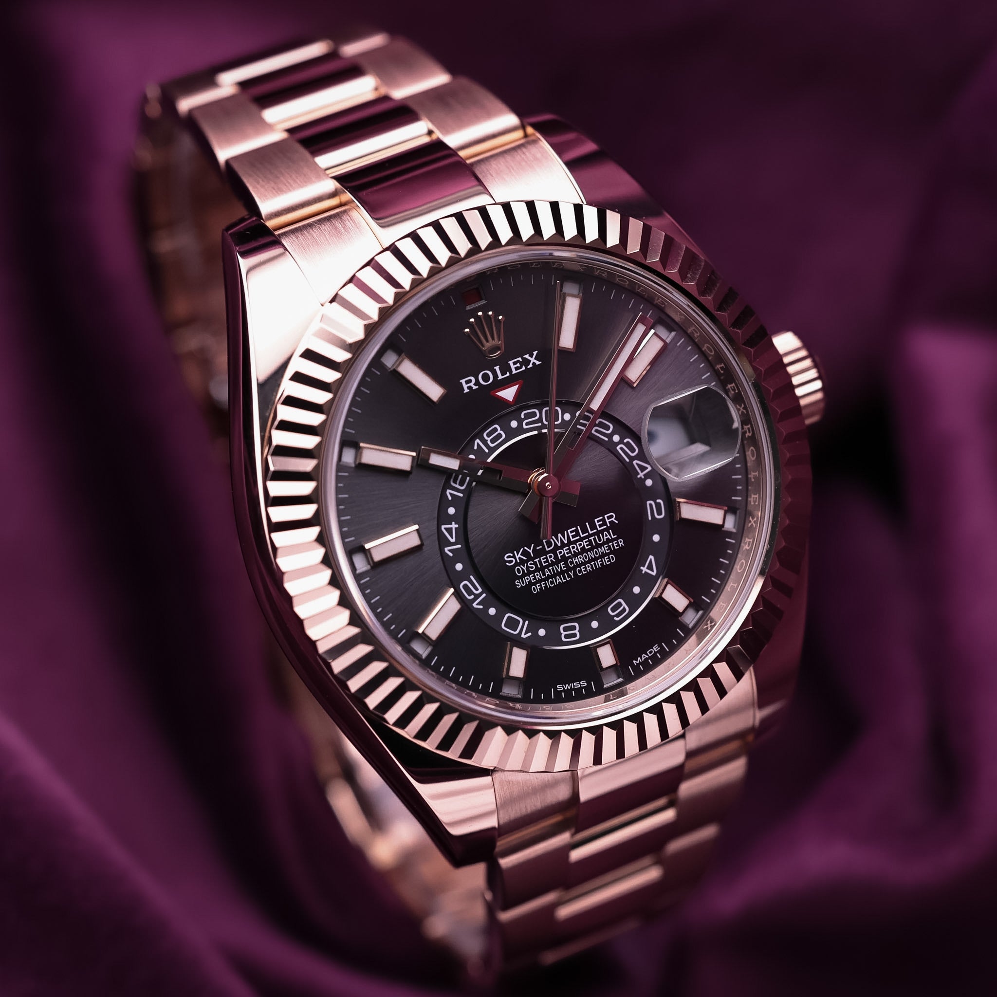 Rolex Sky-Dweller 42mm 18k Everose Gold 326935 Rhodium Dial
