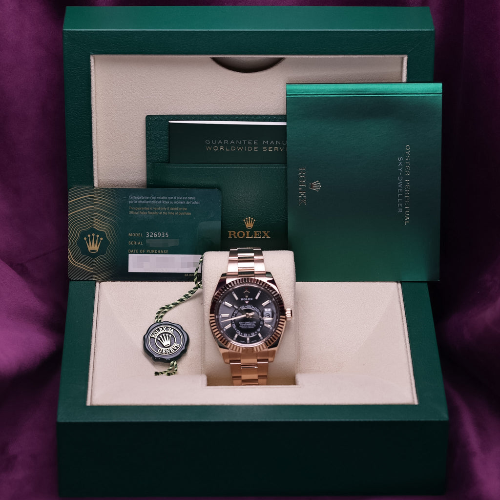 Rolex Sky-Dweller 42mm 18k Everose Gold 326935 Rhodium Dial