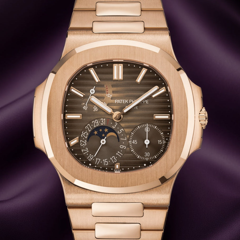 Patek Philippe Nautilus Moon Phases 18k Rose Gold Brown Dial 5712/1R-001