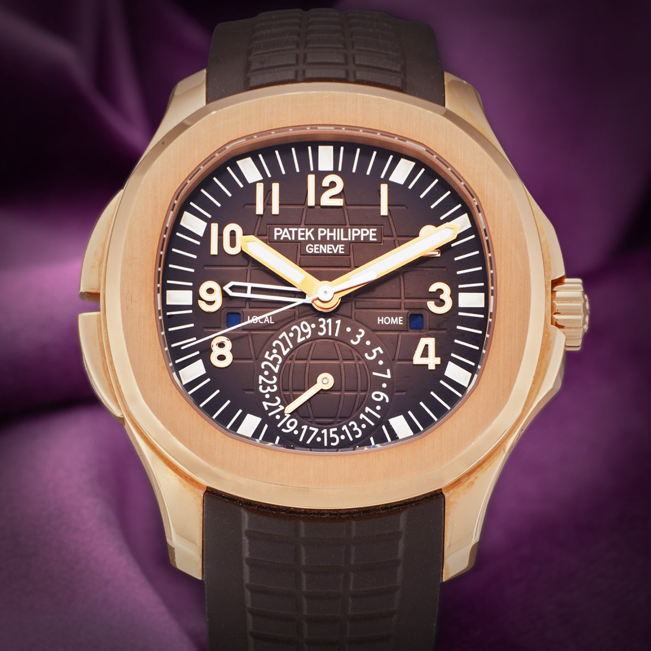 Patek Philippe Aquanaut Travel Time Rose Gold Brown Dial 5164R-001