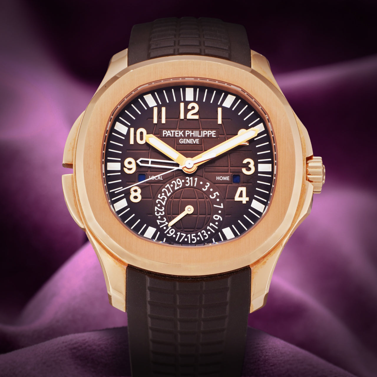 Patek Philippe Aquanaut Travel Time Rose Gold Brown Dial 5164R-001
