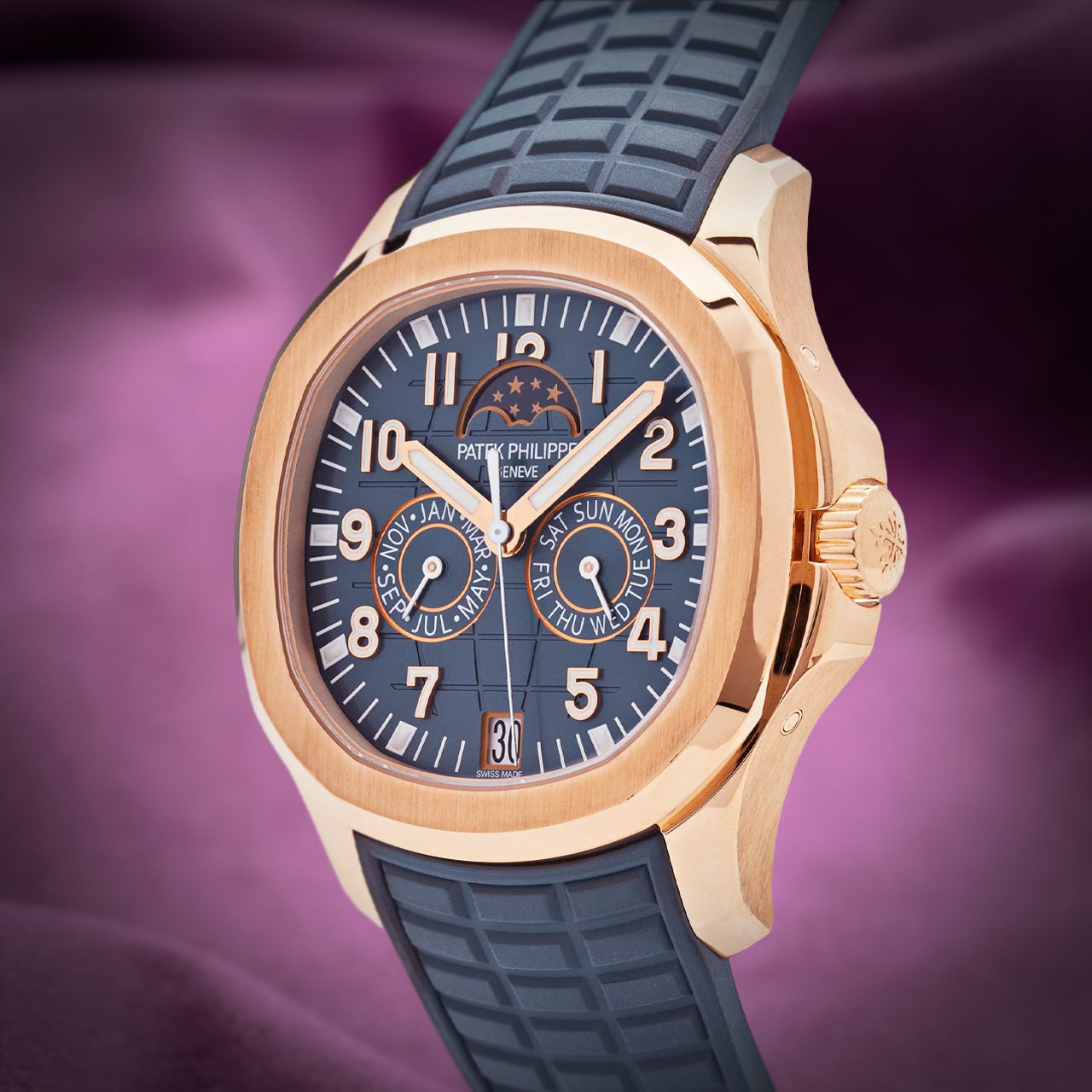 Patek Philippe Aquanaut Annual Calendar Moon Phases Rose Gold BlueGrey 5261R-001