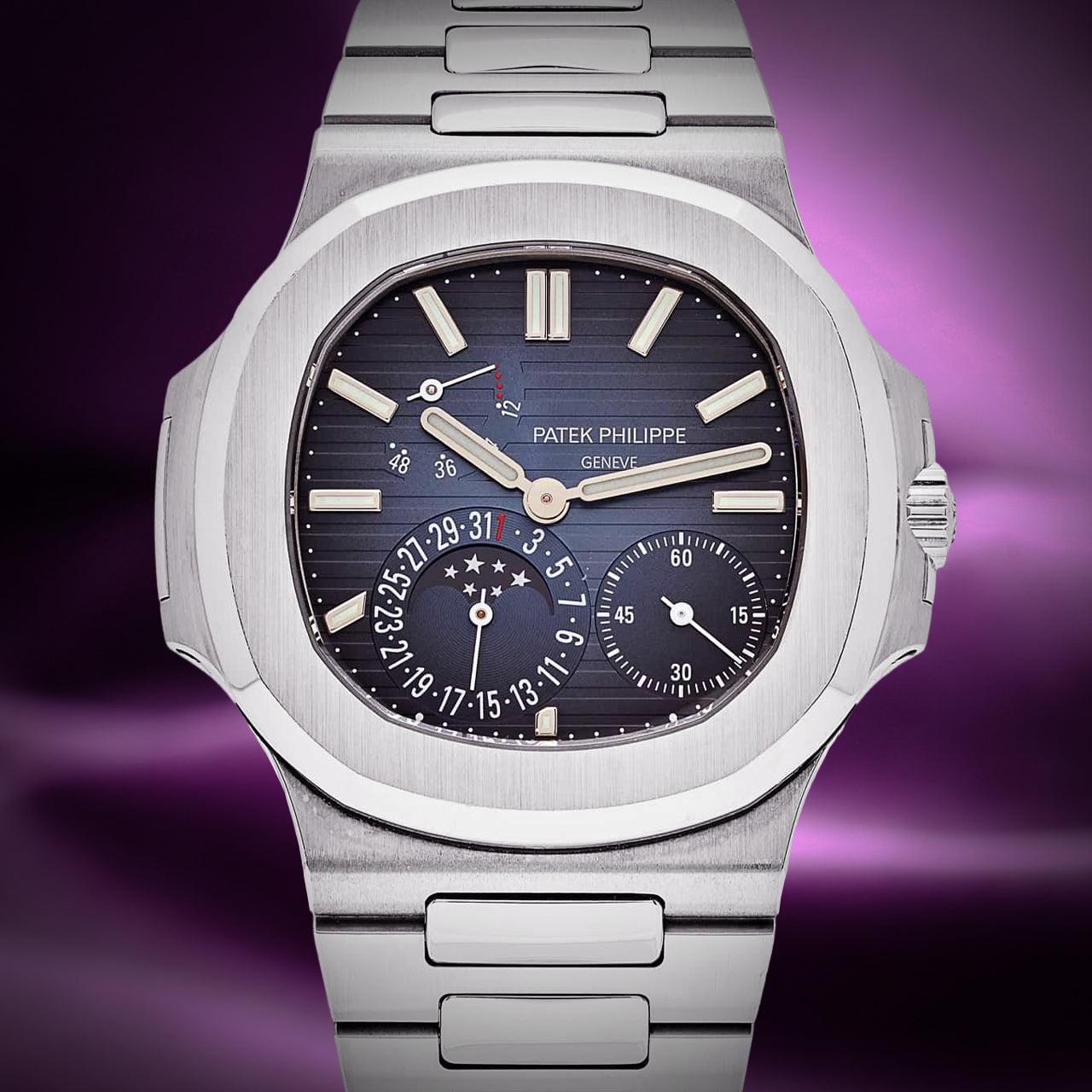Patek Philippe Nautilus Moon Phases Stainless Steel Blue Dial 5712/1A-001