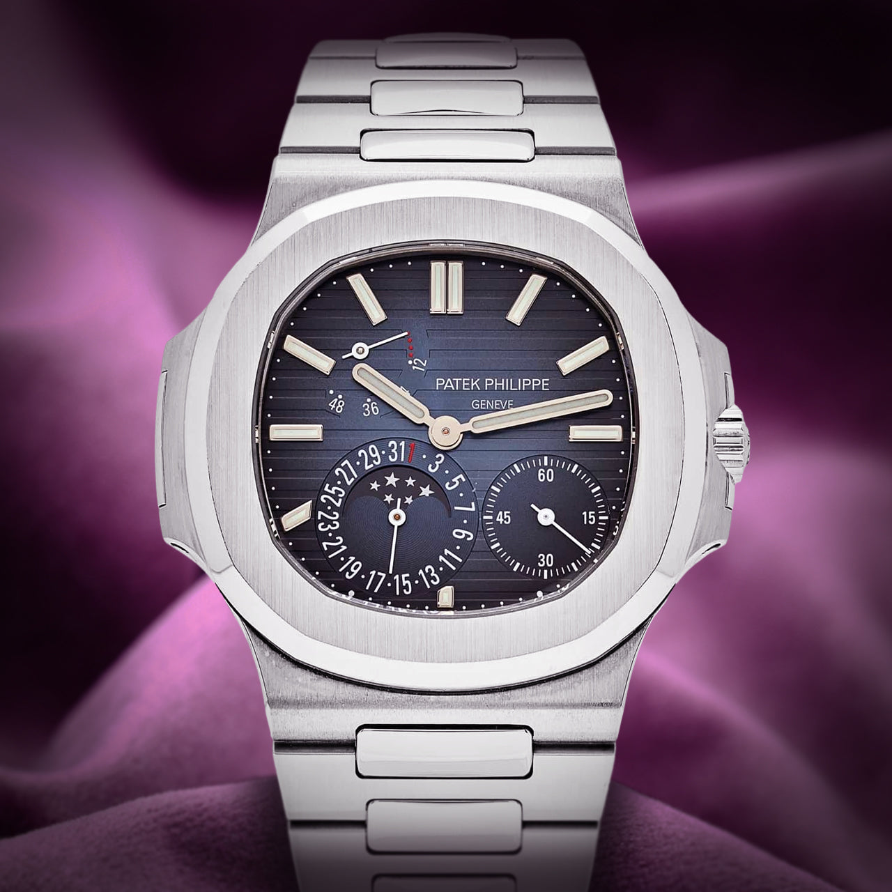 Patek Philippe Nautilus Moon Phases Stainless Steel Blue Dial 5712/1A-001