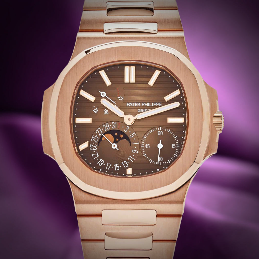 Patek Philippe Nautilus Moon Phases 18k Rose Gold Brown Dial 5712/1R-001