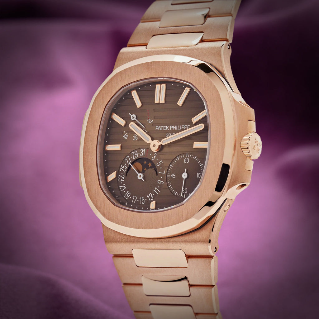 Patek Philippe Nautilus Moon Phases 18k Rose Gold Brown Dial 5712/1R-001