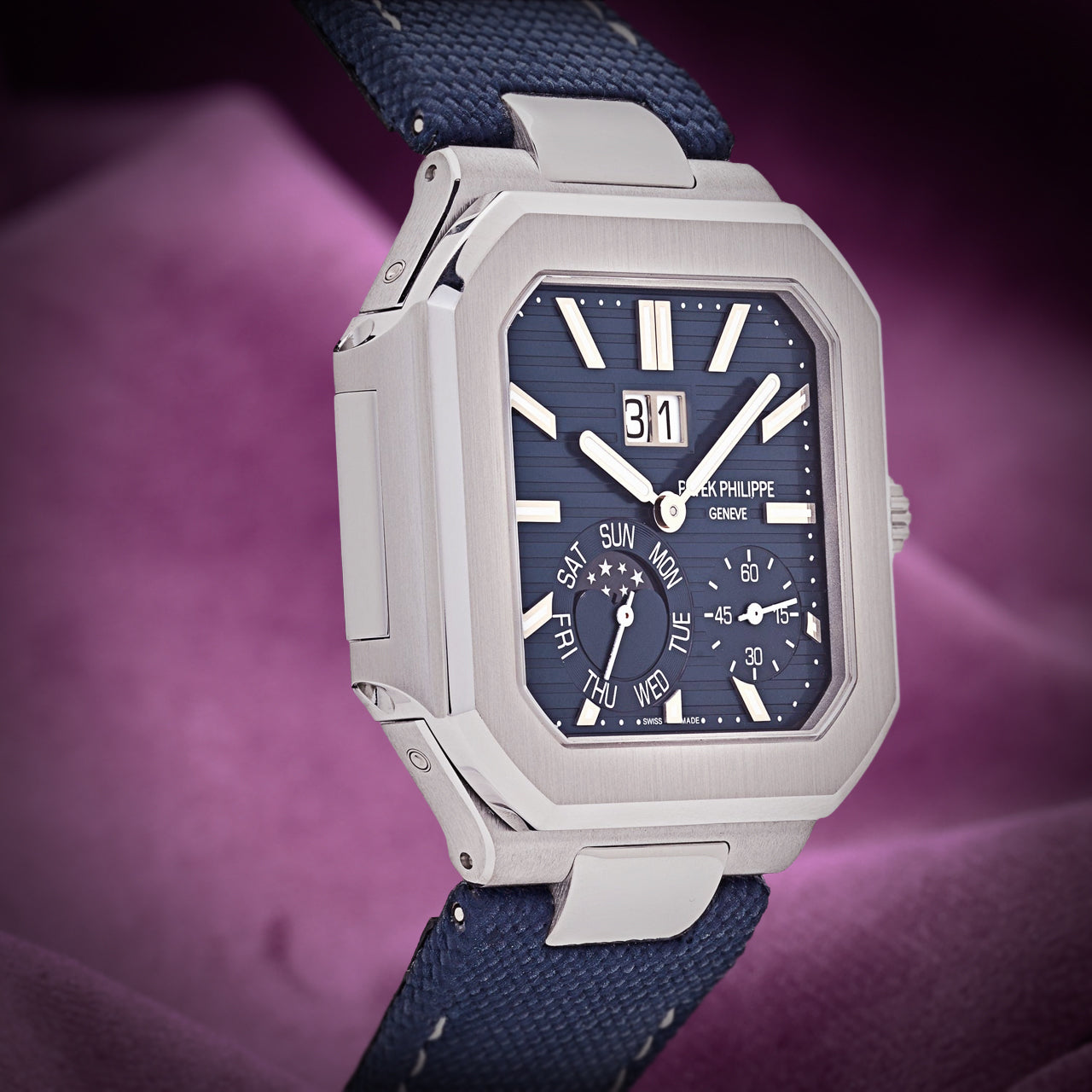 Patek Philippe Cubitus Instantaneous Grand Date Day Moon Phases Blue 5822P-001