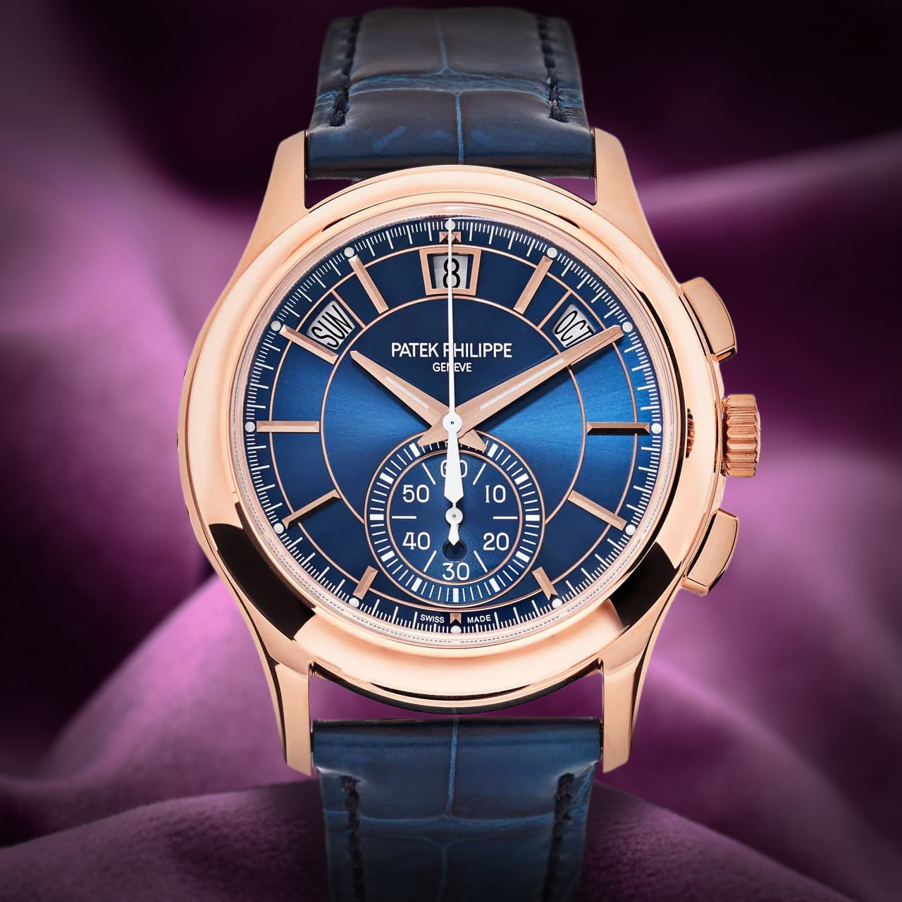 Patek Philippe Complications Flyback Annual Calendar Rose Gold Blue 5905R-010