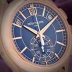 Patek Philippe Complications Flyback Annual Calendar Rose Gold Blue 5905R-010