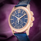 Patek Philippe Complications Flyback Annual Calendar Rose Gold Blue 5905R-010