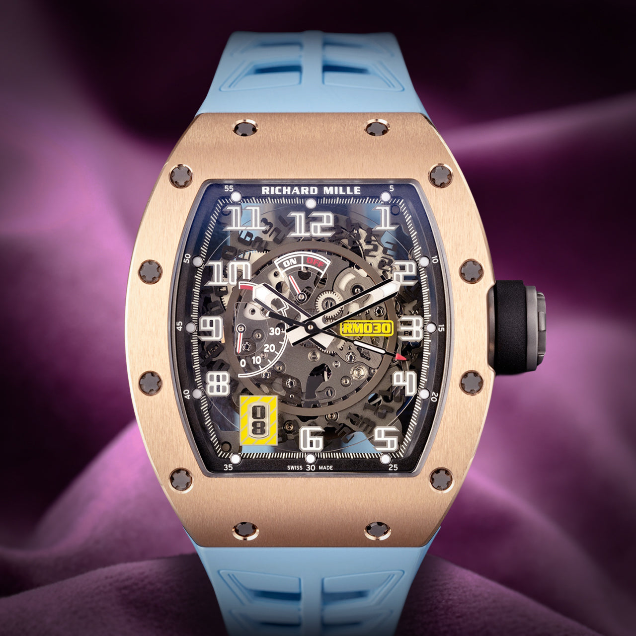 Richard Mille RM 030 Declutchable Rotor Vibrant Blue Strap RM030 RG