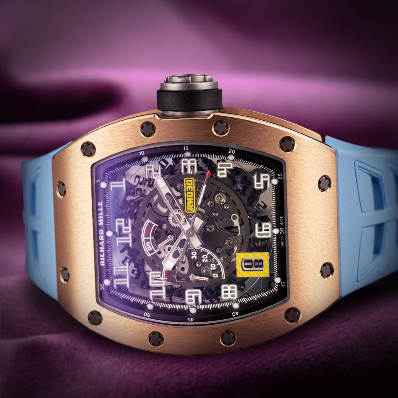 Richard Mille RM 030 Declutchable Rotor Vibrant Blue Strap RM030 RG