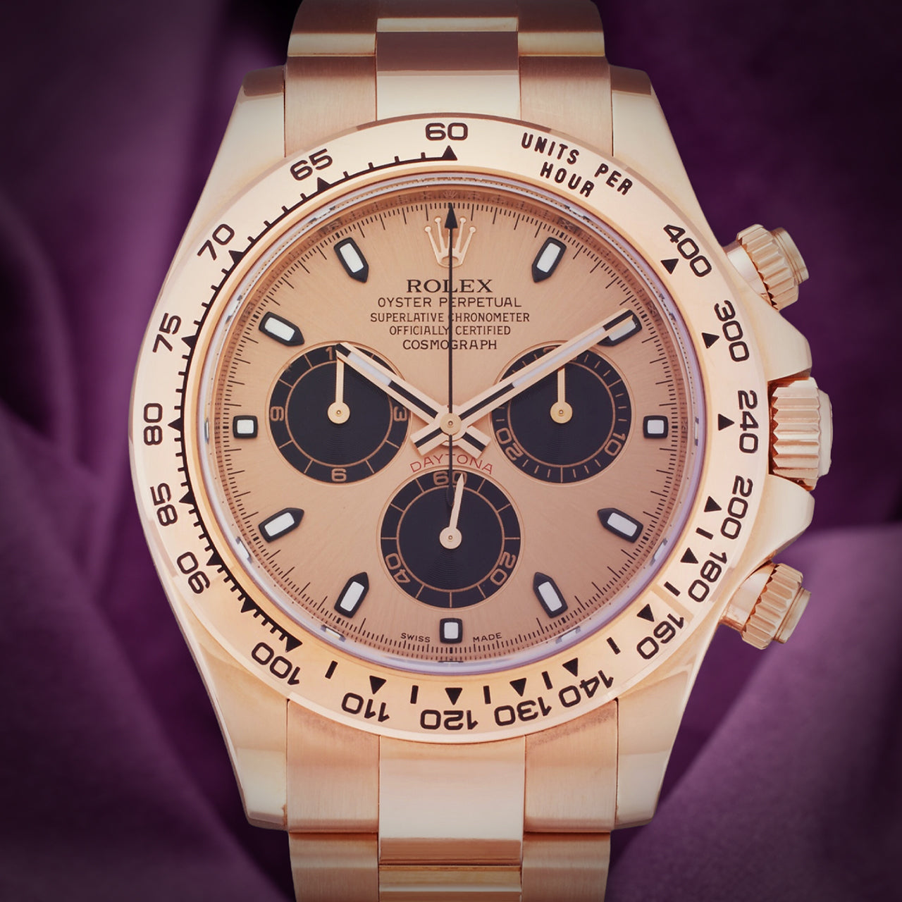 Rolex Daytona 18k Everose Gold Oyster 116505 Pink Dial