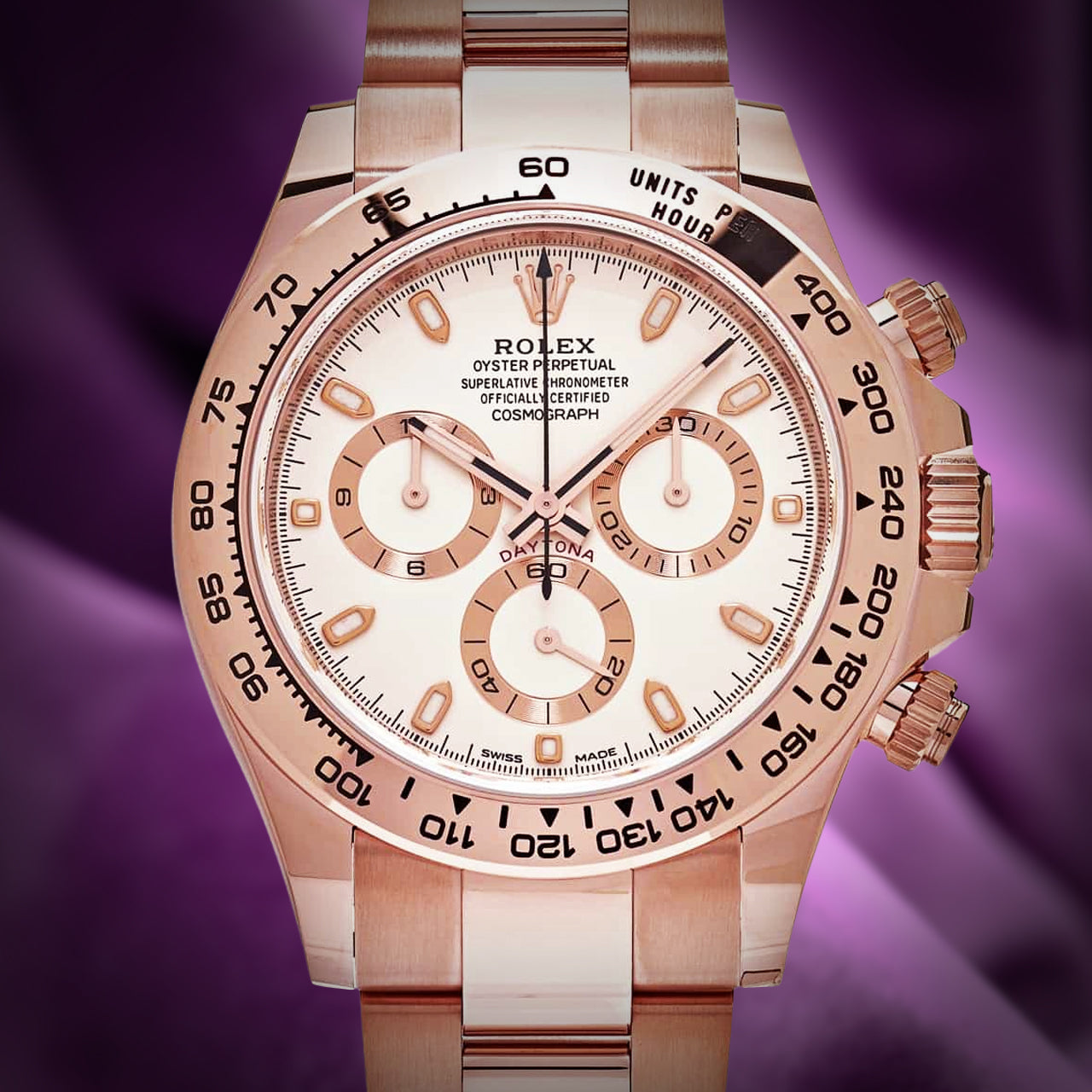 Rolex Daytona 18k Everose Gold Oyster 116505 Ivory White Dial