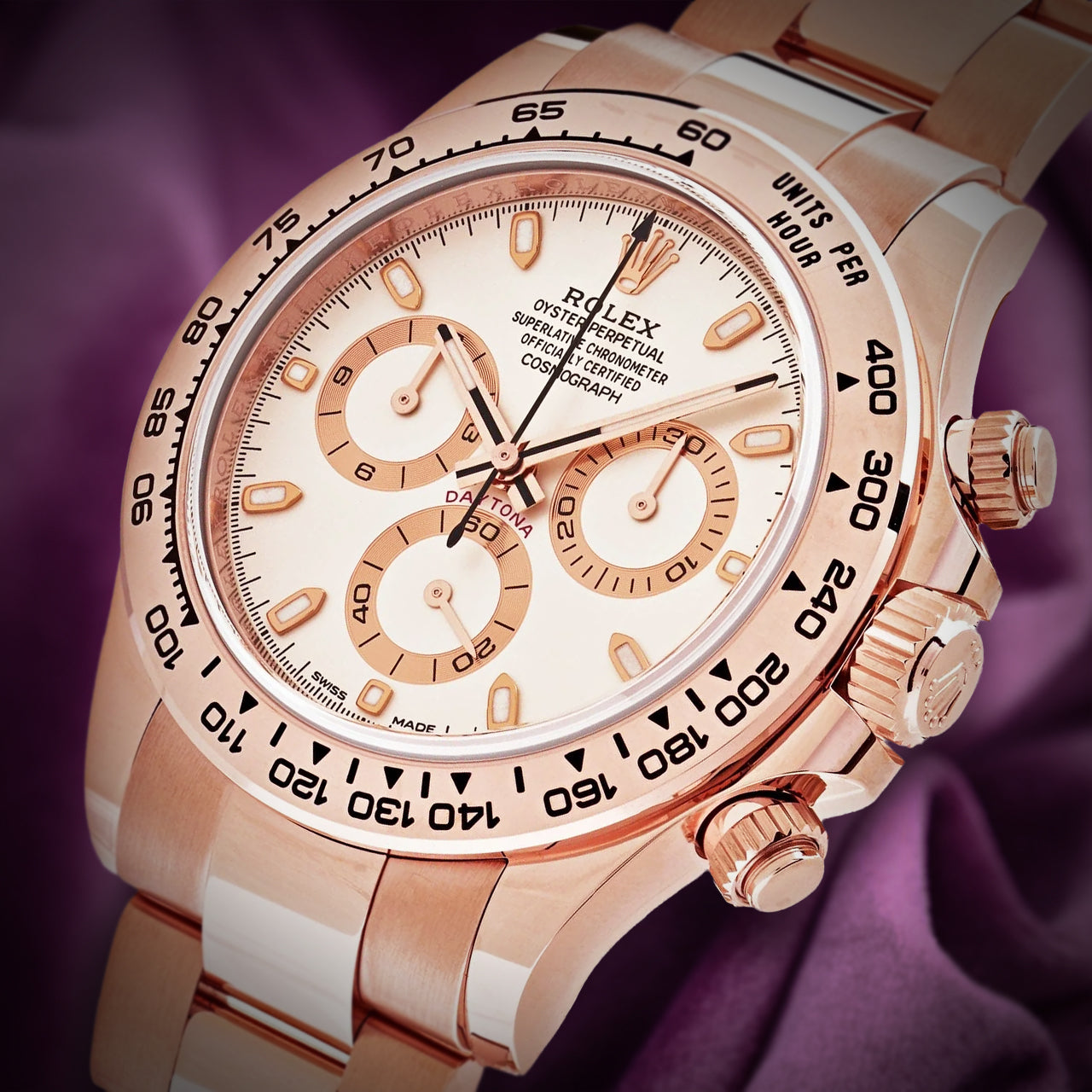 Rolex Daytona 18k Everose Gold Oyster 116505 Ivory White Dial