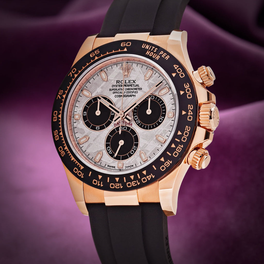 Rolex Daytona 18k Everose Gold Oysterflex 116515LN Meteorite Dial