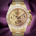 Rolex Daytona 18k Yellow Gold Oyster 116568BR Baguette Diamond Bezel