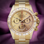 Rolex Daytona 18k Yellow Gold Oyster 116568BR Baguette Diamond Bezel