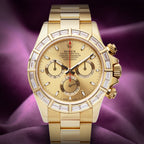 Rolex Daytona 18k Yellow Gold Oyster 116568BR Baguette Diamond Bezel