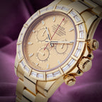 Rolex Daytona 18k Yellow Gold Oyster 116568BR Baguette Diamond Bezel