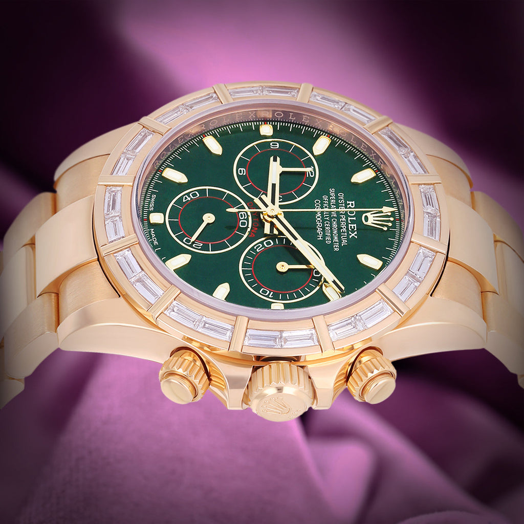 Rolex Daytona John Mayer 18k Yellow Gold Oyster 116568BR Baguette Diamond Bezel