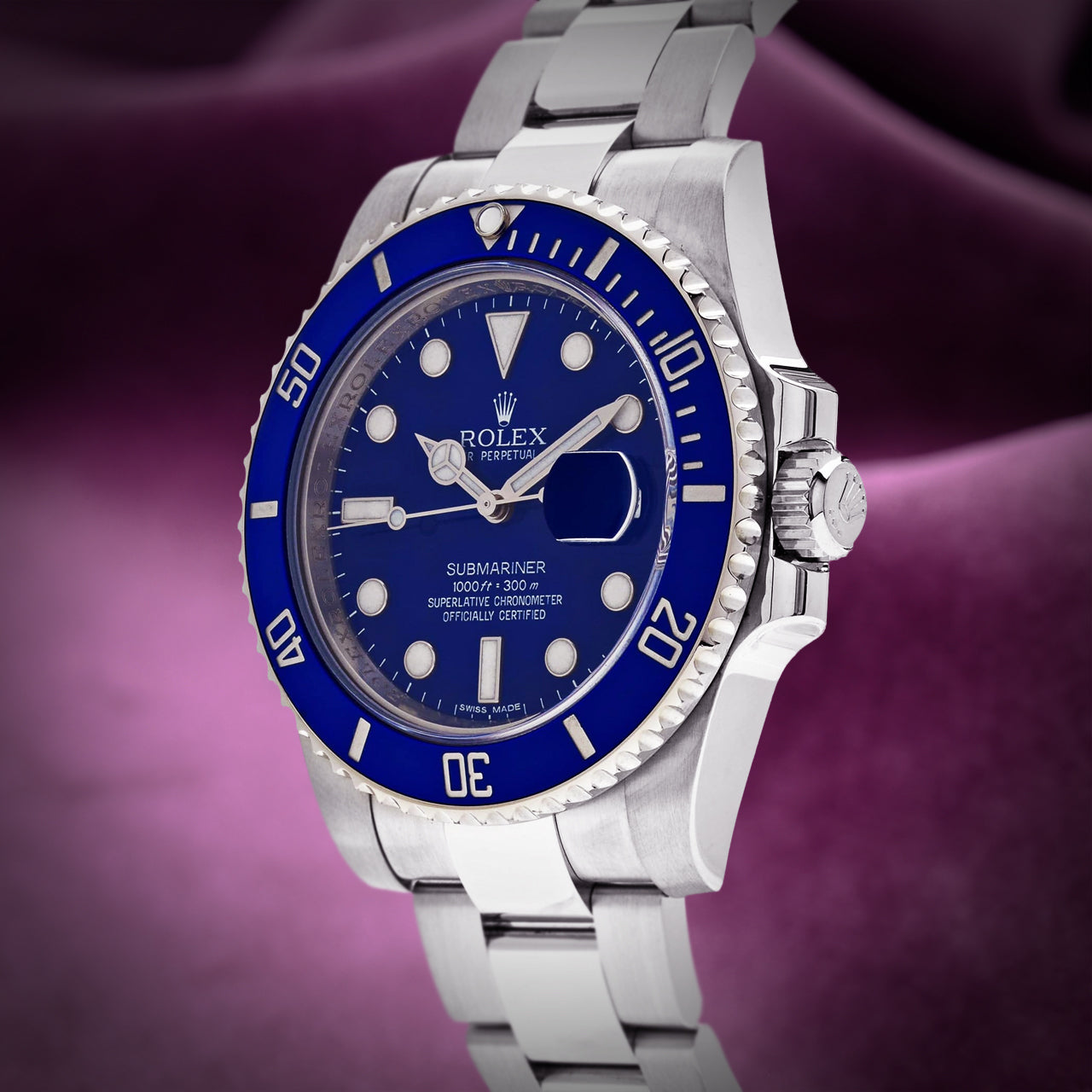 Rolex Submariner Smurf 18k White Gold Oyster 116619LB Blue Dial Blue Bezel