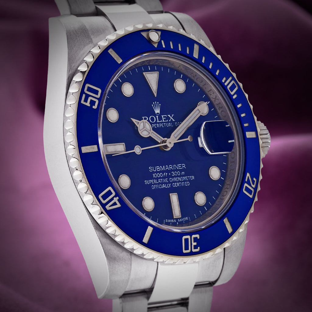 Rolex Submariner Smurf 18k White Gold Oyster 116619LB Blue Dial Blue Bezel