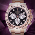 Rolex Daytona 18k Everose Gold Oyster 126505 Black Diamond Dial