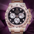 Rolex Daytona 18k Everose Gold Oyster 126505 Black Diamond Dial
