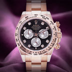 Rolex Daytona 18k Everose Gold Oyster 126505 Black Diamond Dial