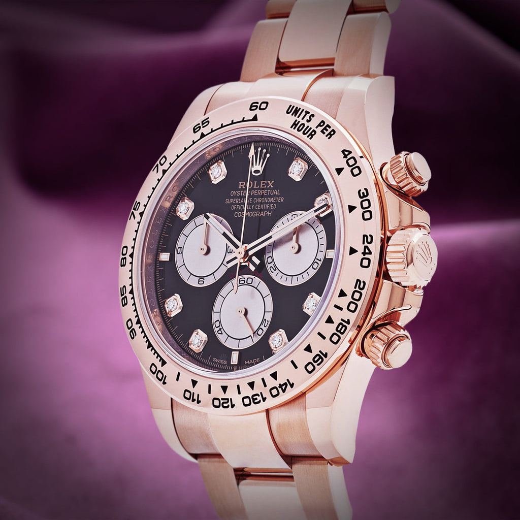 Rolex Daytona 18k Everose Gold Oyster 126505 Black Diamond Dial