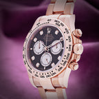 Rolex Daytona 18k Everose Gold Oyster 126505 Black Diamond Dial