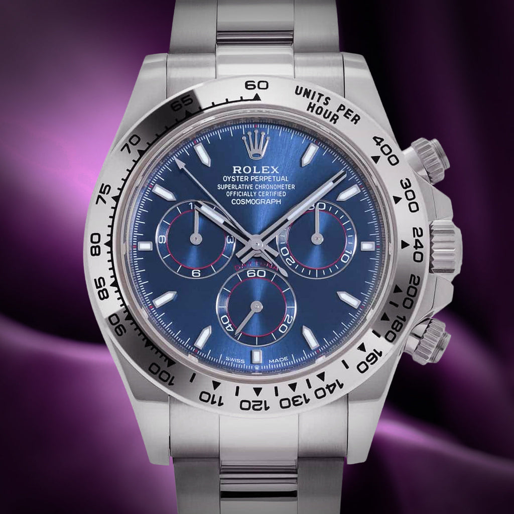Rolex Daytona 18k White Gold Oyster 126509 Bright Blue Dial