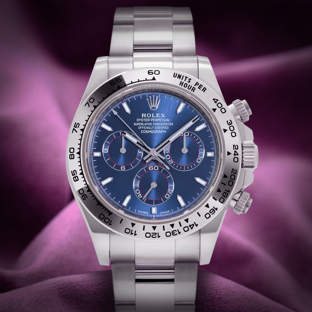 Rolex Daytona 18k White Gold Oyster 126509 Bright Blue Dial