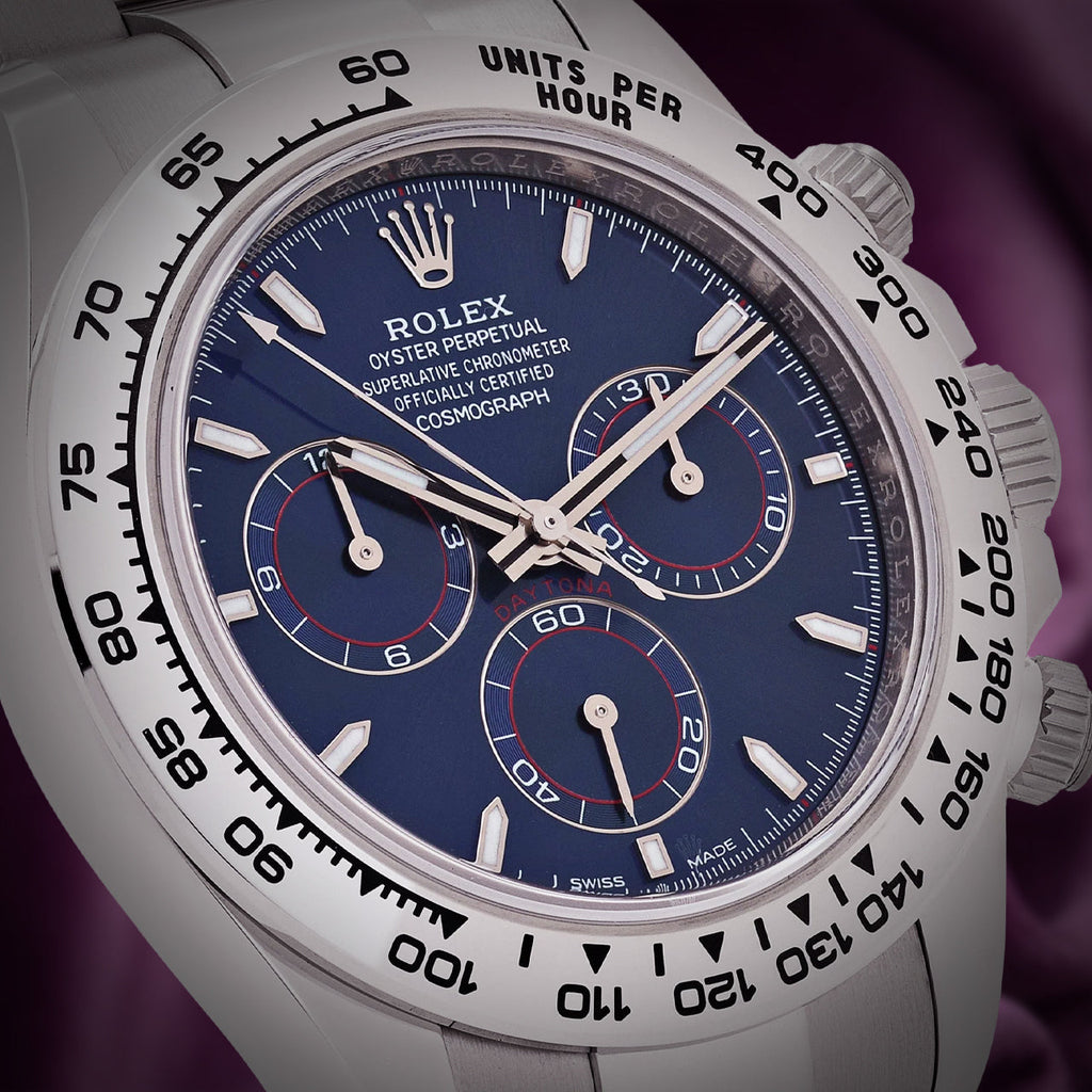Rolex Daytona 18k White Gold Oyster 126509 Bright Blue Dial