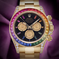 Rolex Daytona Rainbow 18k Yellow Gold Oyster 126598RBOW Black Diamond Dial