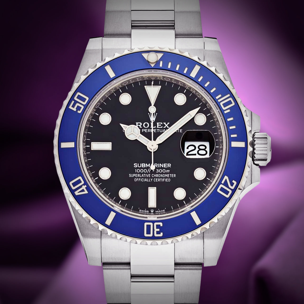 Rolex Submariner Cookie Monster 18k White Gold Oyster 126619LB Black and Blue