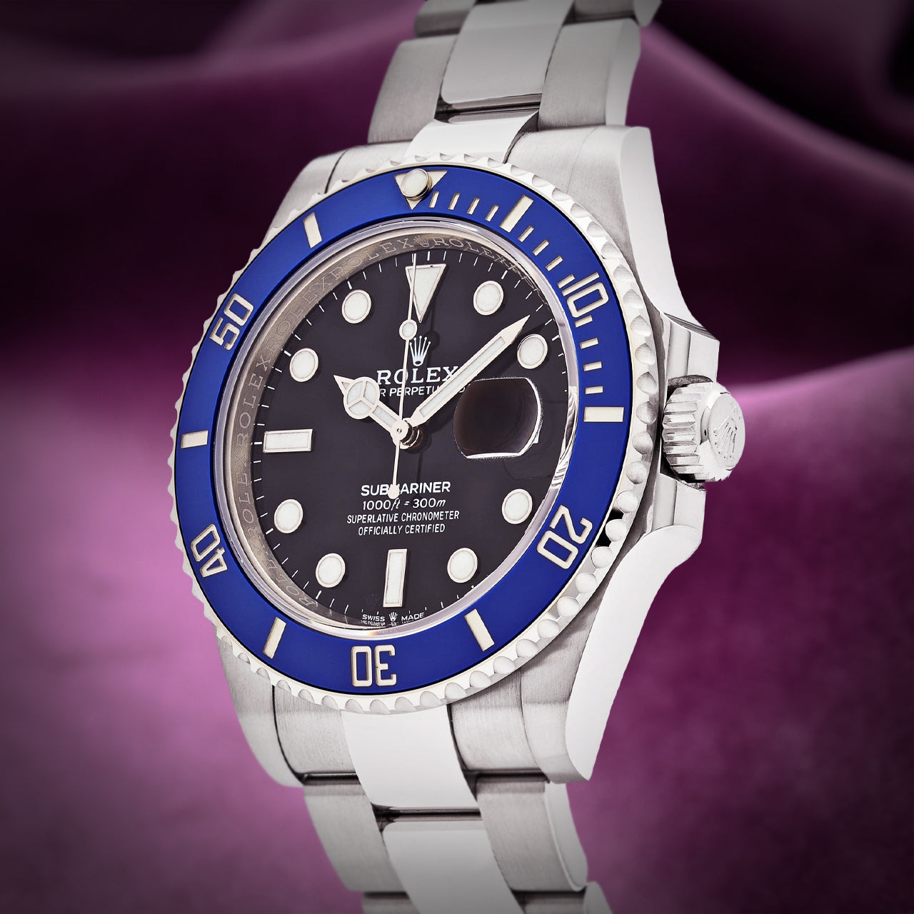 Rolex Submariner Cookie Monster 18k White Gold Oyster 126619LB Black and Blue