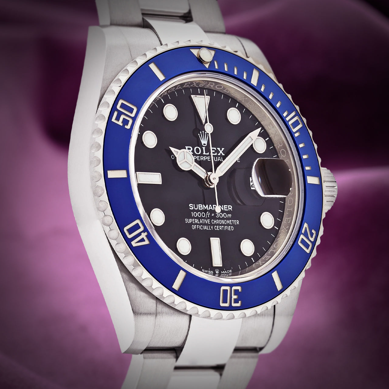 Rolex Submariner Cookie Monster 18k White Gold Oyster 126619LB Black and Blue
