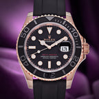 Rolex Yacht-Master 40 18k Everose Gold Oysterflex 126655 Black Dial