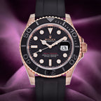 Rolex Yacht-Master 40 18k Everose Gold Oysterflex 126655 Black Dial