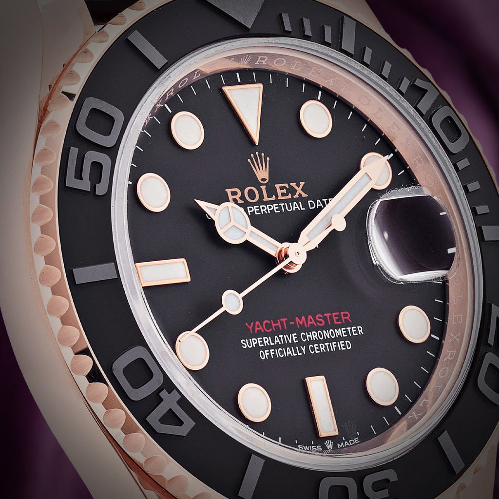 Rolex Yacht-Master 40 18k Everose Gold Oysterflex 126655 Black Dial